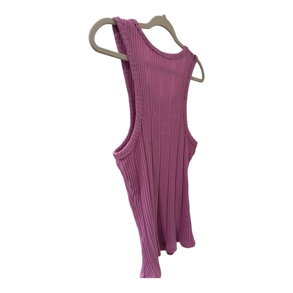 ANTHROPOLOGIE Women's Ribbed Tank Top MAUVE/PURPLE Size L - LIKE NEW! Fast Ship! - Picture 4 of 5